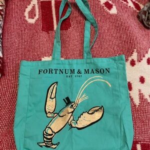 Fortnum & Mason Teal Tote Bag with Lobster Design